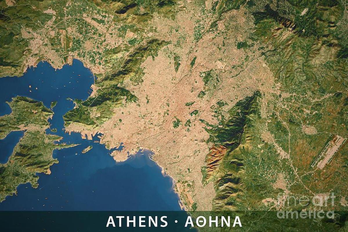 Mapa de elevación de Atenas